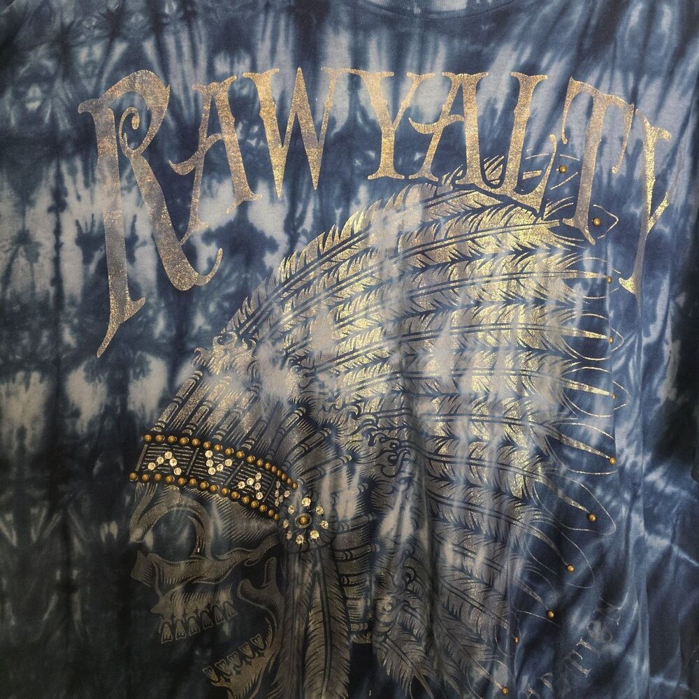 Rawyalty Couture T-Shirt Black Label Native Skull Double Side Rhinestone Tie Dye
